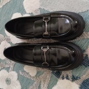 Vera Creation Sz 7, Chunky, Lug Sole Loafers With Chain Buckle, New Condition.